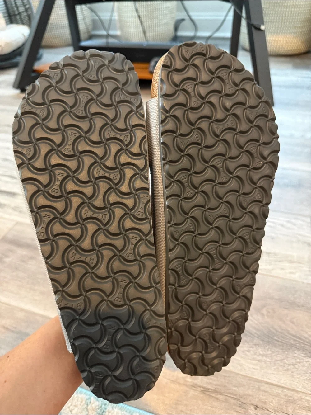 Men’s Birkenstocks Double-Strap Gray Slide Sandals